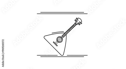 Minimalist line illustration of a classic triangular stringed balalaika musical instrument vector
