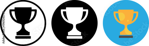 Three distinct trophy icons with varying styles and color schemes.