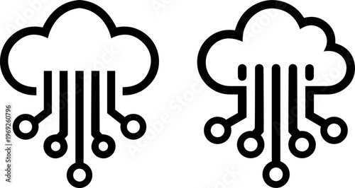 Comparison of cloud computing and traditional server infrastructure icons