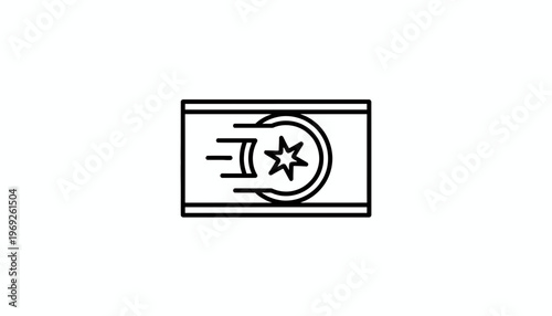 Minimalist outline icon depicting swift financial transaction or value transfer with a star emblem