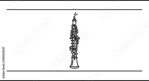 Elegant minimalist oboe instrument line art drawing for musical themes and design projects