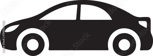 Simple line drawing of a sleek modern sedan car from the side view. Vector, illustration
