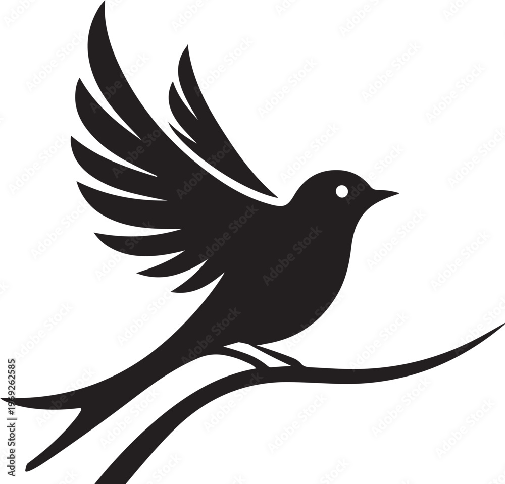 Fototapeta premium Graceful silhouette of a bird in mid-flight against a clean background Vector, illustration