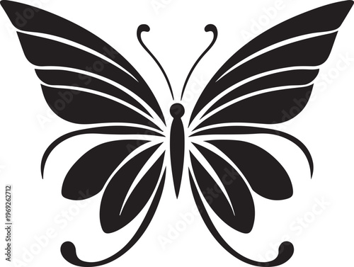 Elegant black and white butterfly with symmetrical wing patterns and delicate antennae Vector, illustration