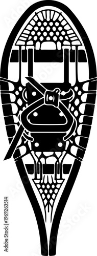 Black, vector snowshoe, winter sports equipment, outdoor gear, hiking, illustration