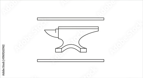 Elegant single continuous line drawing of a traditional blacksmith's anvil presented on a pristine