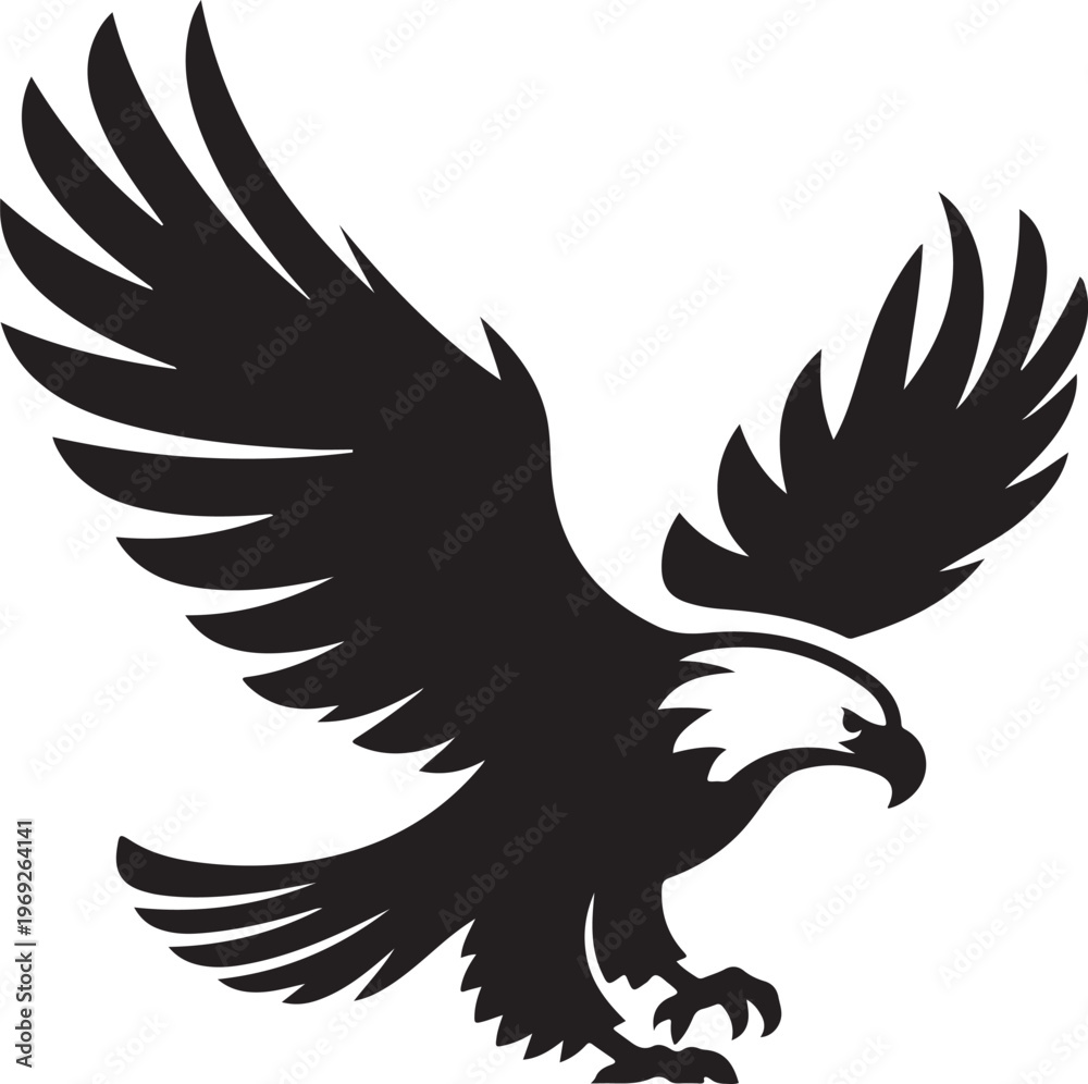 Fototapeta premium Majestic eagle in dynamic flight with outstretched wings and sharp talons Vector, illustration