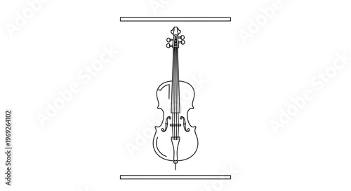 Elegant black outline icon of a classical cello string instrument for musical concepts and graphic
