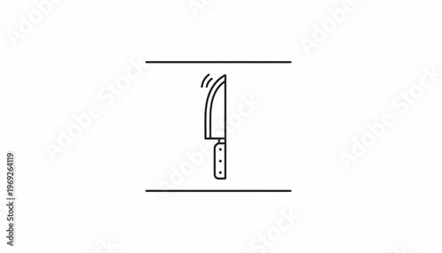 Minimalist outline icon depicting a sharp kitchen knife ready for culinary precision tasks
