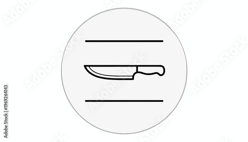 Minimalist outline icon of a classic chef's kitchen knife for food preparation and cooking