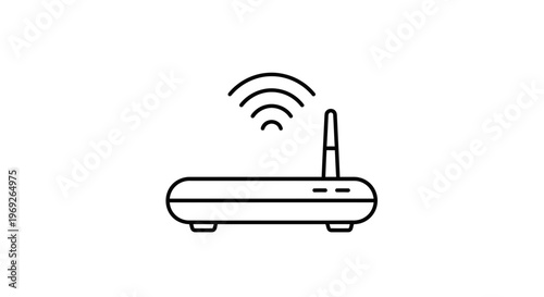 Wireless router line art icon depicting digital network connectivity and internet access
