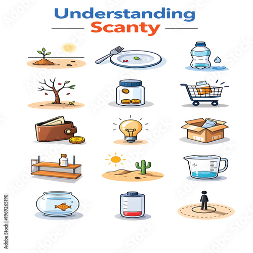 Scanty Understanding Concept – Limited Knowledge, Confusion and Weak Awareness Illustration