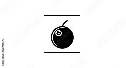 Minimalist black berry icon centered between parallel lines clean simple graphic illustration
