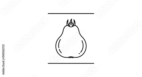 Minimalist line art illustration of a healthy pear fruit, perfect for clean design concepts and