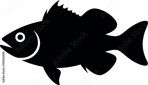 Fish silhouette illustration with minimalist aquatic animal design in black vector style