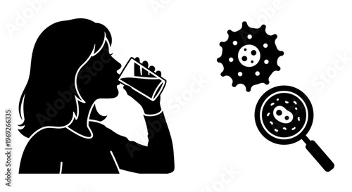 Black silhouette icons, virus infection concept, medical vector graphics, health symbols, illustration set