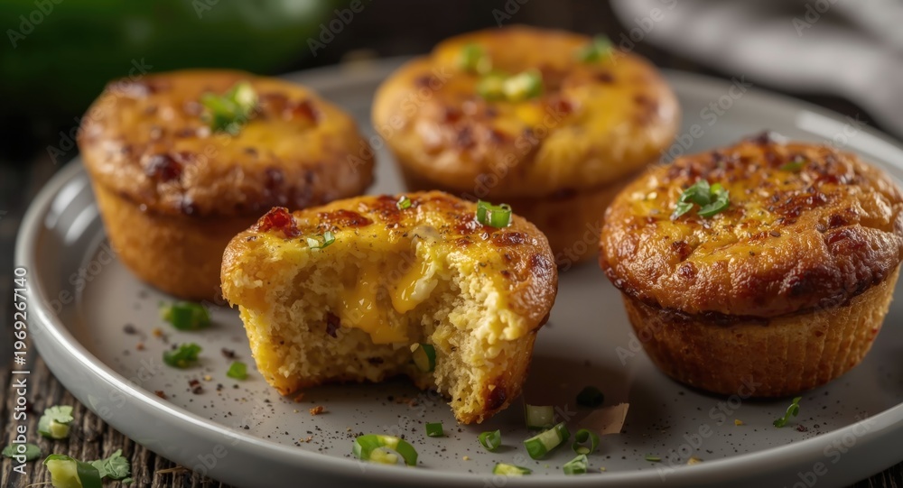 Fototapeta premium Bacon egg and jalapeno bite sized ketogenic muffins