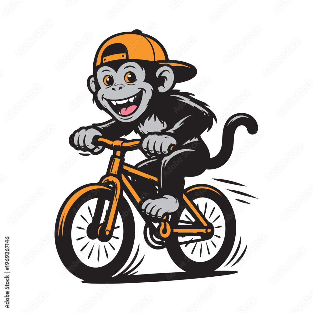 Obraz premium Cool Monkey Cycling Mascot