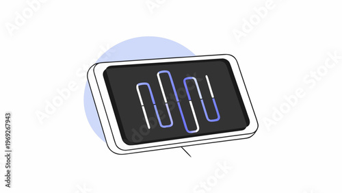 Sound wave visualization appears on a modern digital device screen.