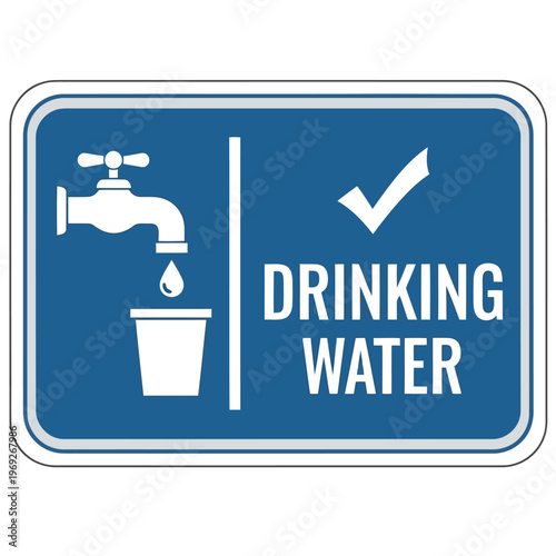 Drinking water sign with faucet and cup icon vector