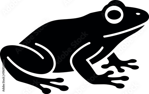 Frog silhouette illustration with minimalist amphibian animal design in black vector style