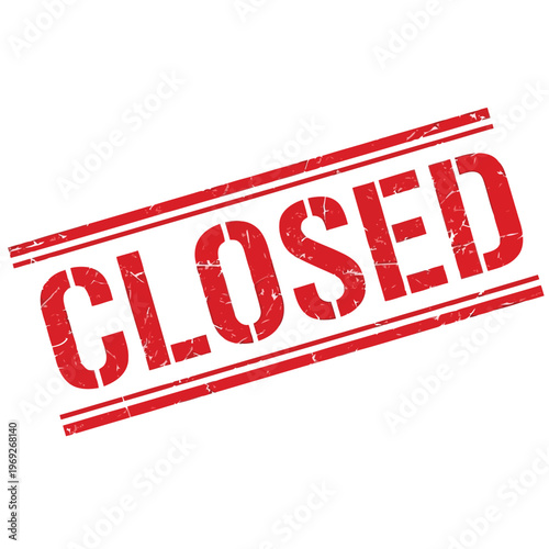 Red grunge rubber stamp with the word closed vector