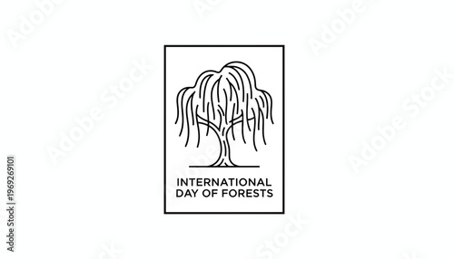International Day of Forests logo with weeping willow tree illustration
