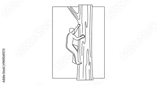Silhouette of a person climbing a tree, symbolizing effort, growth, and adventure