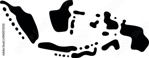 Indonesia map silhouette with island shapes in minimalist black geographic vector illustration