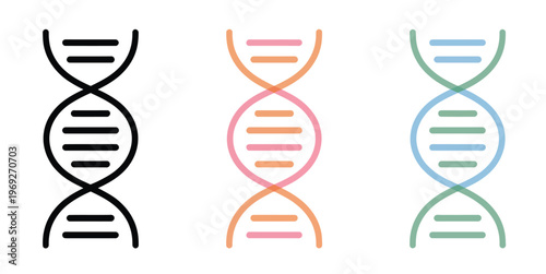 DNA, vector illustration of genome and genetic molecule, showcasing spiral chromosome, molecular helix, biotechnology, chemistry, gene therapy, and biology evolution symbol.