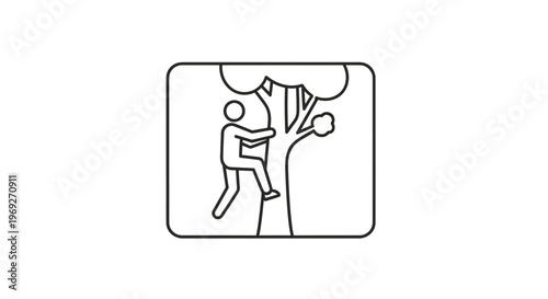 Person climbing a tree icon, outdoor activity, adventure, nature, healthy lifestyle