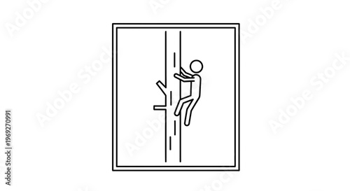Person climbing tree icon, outdoor activity, healthy lifestyle, nature exploration