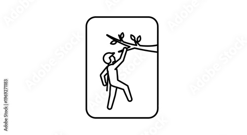 Person Reaching for Tree Branch with Leaves