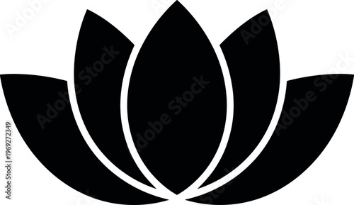 Lotus flower silhouette illustration with minimalist floral black vector design