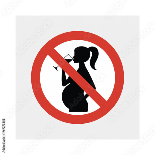 No alcohol consumption during pregnancy A warning sign illustrated in silhouette