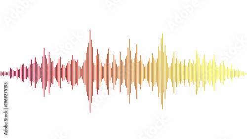 Abstract Sound Wave Vector Illustration Featuring a Vibrant Red to Yellow Gradient Audio Frequency Signal Isolated on a Clean White Background for Digital Media Design