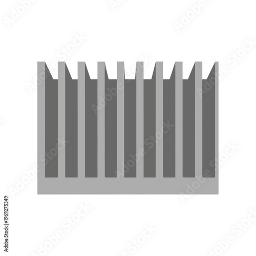 Aluminum Heat Sink Vector Illustration, Industrial Cooling Component Graphic for Electronics Hardware Design and Thermal Management Systems