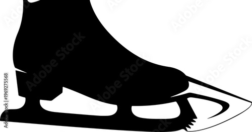 Black ice skate silhouette, ice skating shoe, sports equipment, winter sports gear