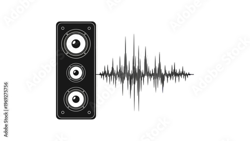 Audio Speaker with Sound Wave Vector Illustration, Modern Music Equipment Graphic Design for Sonic Branding and Digital Media Production Projects