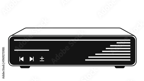 Digital Media Player Vector Illustration, Minimalist Electronic Device Icon for Audio and Video Entertainment Systems and Home Theater Technology Graphic Design