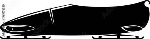Sleek, modern, black bobsled, vector sports equipment, winter racing, athletic gear