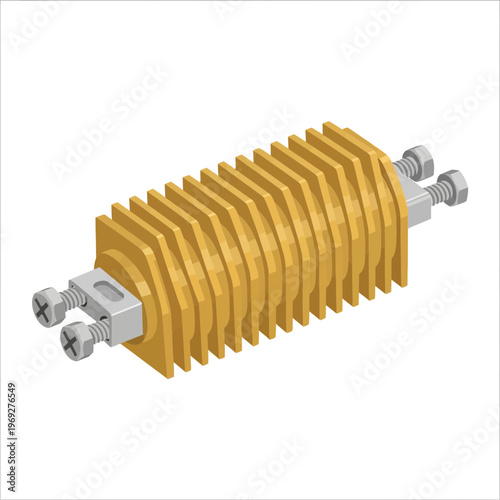 Industrial Heat Sink Component 3D Render, Metallic Cooling Fin Array for Electronic Hardware Cooling Systems, Isolated Technical Engineering Part for Thermal Management