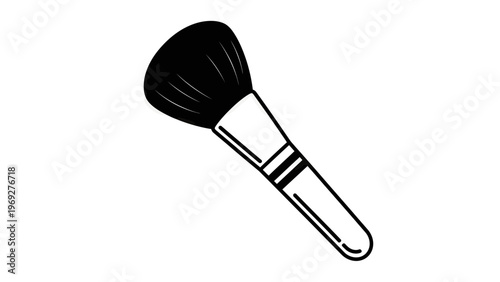 Makeup Powder Brush Vector Illustration, Flat Style Cosmetic Tool Icon for Beauty Salon Branding and Skin Care Design Elements