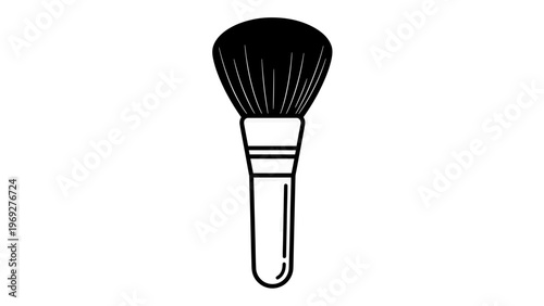 Makeup Powder Brush Vector Illustration, Flat Style Cosmetic Beauty Tool Icon for Professional Salon and Skincare Design Projects