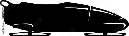 Black bobsleigh, winter sports, sled, racing, ice track, vector icon, graphic resource