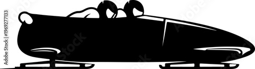 Bobsleigh, racing sled, winter sports, athletic vehicle, black silhouette