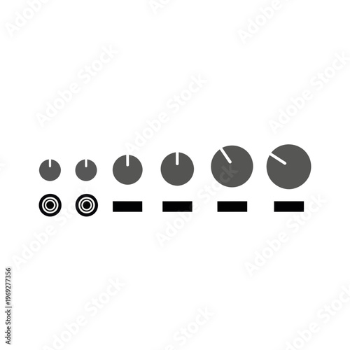 Set of Audio Mixing Knobs and Level Indicators Vector Illustration for Music Production Interface Design
