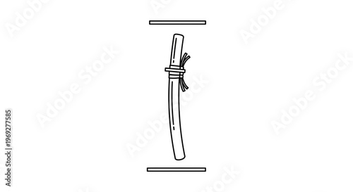 Minimalist Line Art of a Katana Sword in a Scabbard