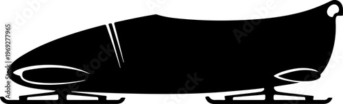 Sled, Sleigh, Winter Sports, Vector Icon, Black Silhouette
