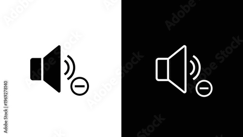 Volume Decrease Audio Icon Vector Illustration, Minimalist Sound Reduction Symbol for User Interface Design, Digital Media Control Graphic